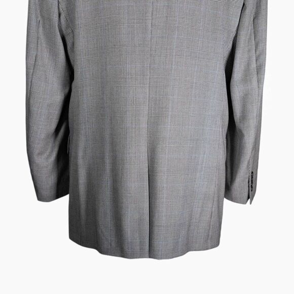 Jos. A. Bank Mens Blazer Gray Blue Plaid Check Wool Lined Jacket Sport Coat 44L - Picture 8 of 8